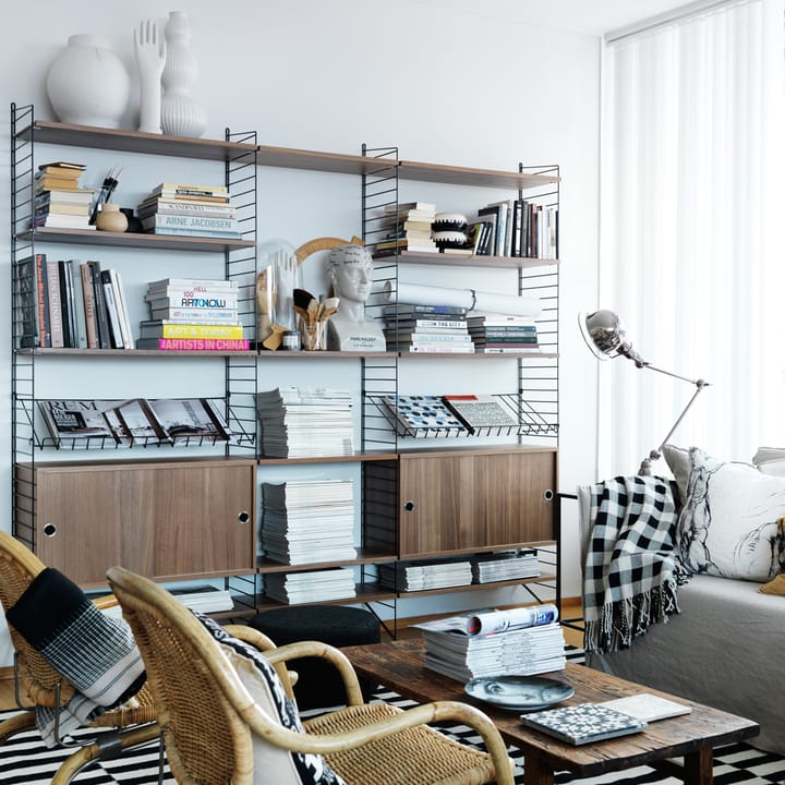 String cabinet with sliding door, Ash black stain, 78x20 cm String