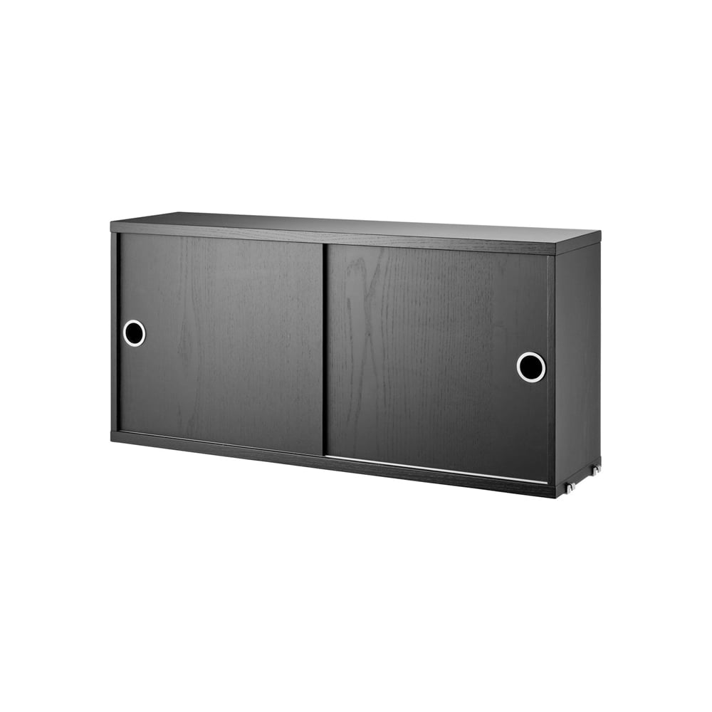 String String cabinet with sliding door Ash black stain, 78x20 cm