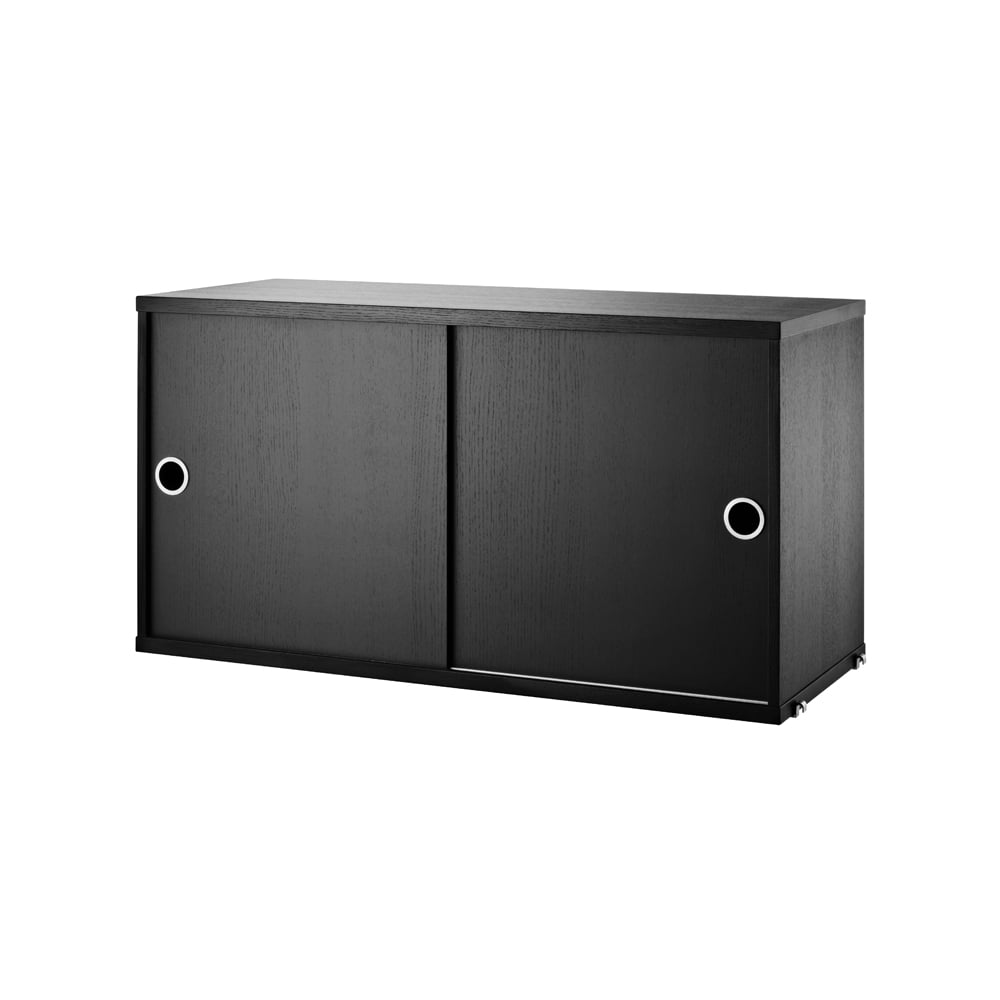 String String cabinet with sliding door Black stained ash, 78x30 cm