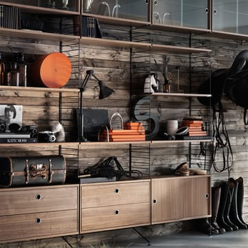 String cabinet with sliding door - Walnut, 78x30 cm - String