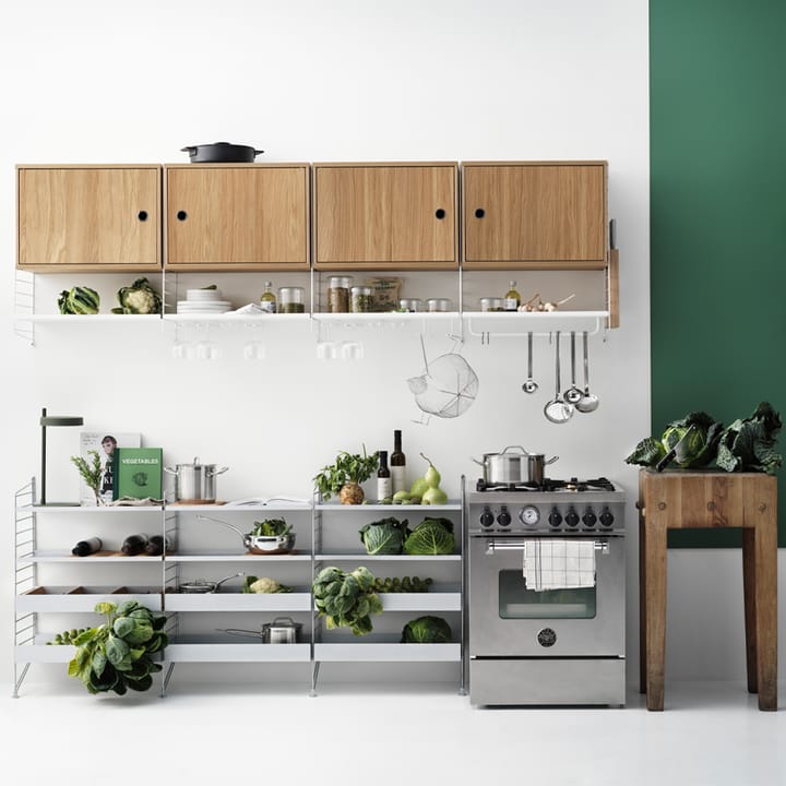 String cabinet with sliding door, Walnut, 78x30 cm String