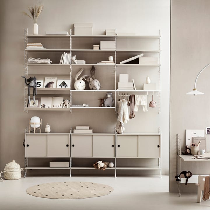 String cabinet with sliding door, Walnut, 78x30 cm String