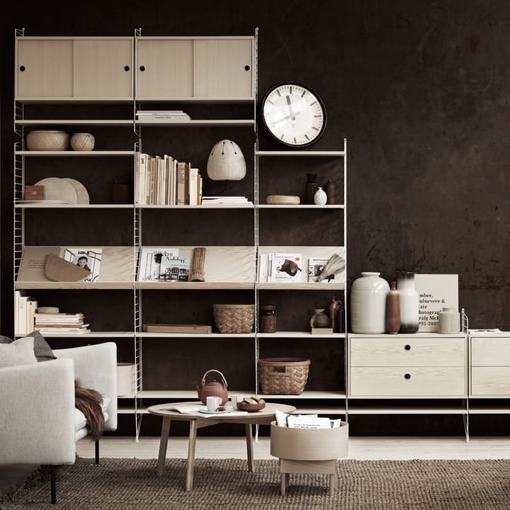 String cabinet with sliding door, Walnut, 78x30 cm String