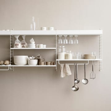 String shelf metal - White, 58x20 cm, high edge - String