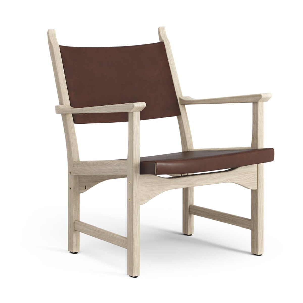 Swedese Caryngo arm chair White pigmented oak-leather red brown