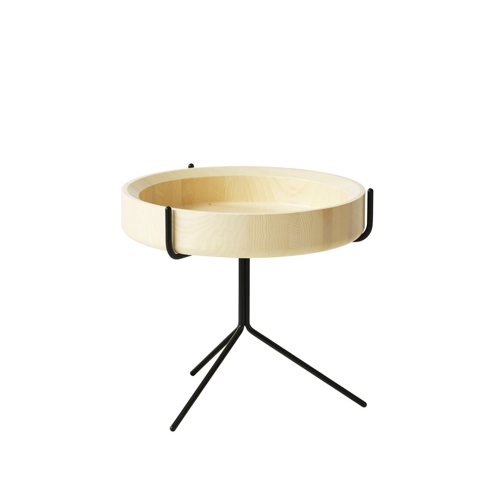 Swedese Drum table Natural lacquer-h.36cm-black stand