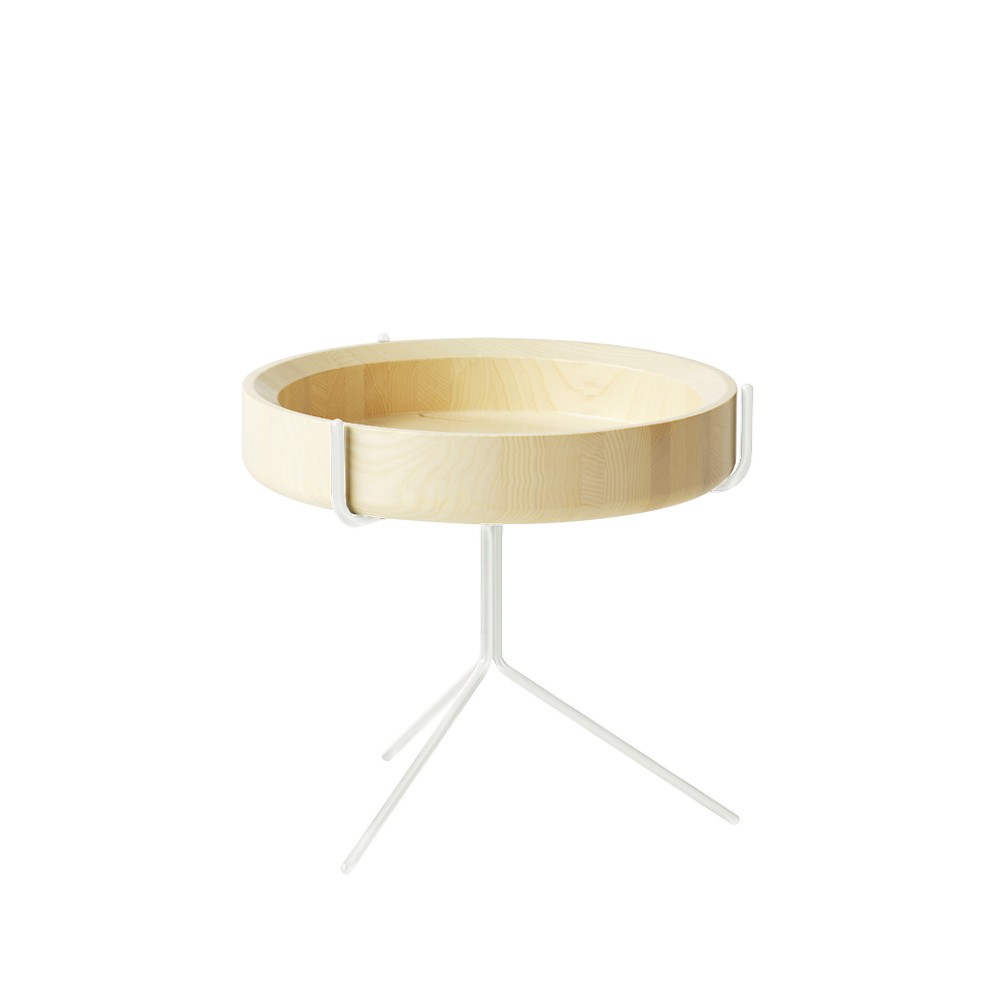 Swedese Drum table Natural lacquer-h.36cm-white stand