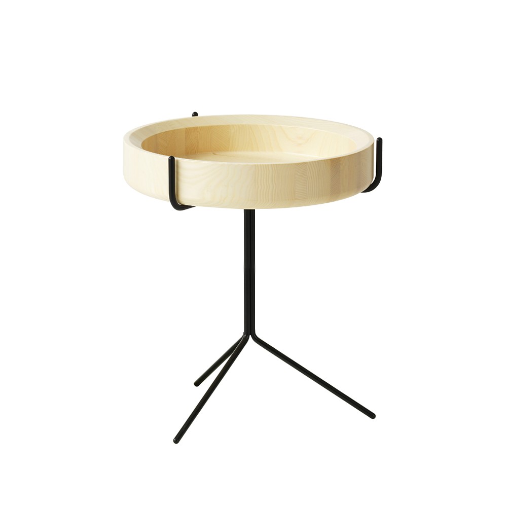 Swedese Drum table Natural lacquer-h.46cm-black stand