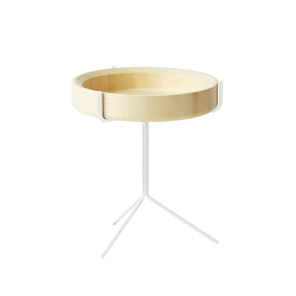 Swedese Drum table Natural lacquer-h.46cm-white stand