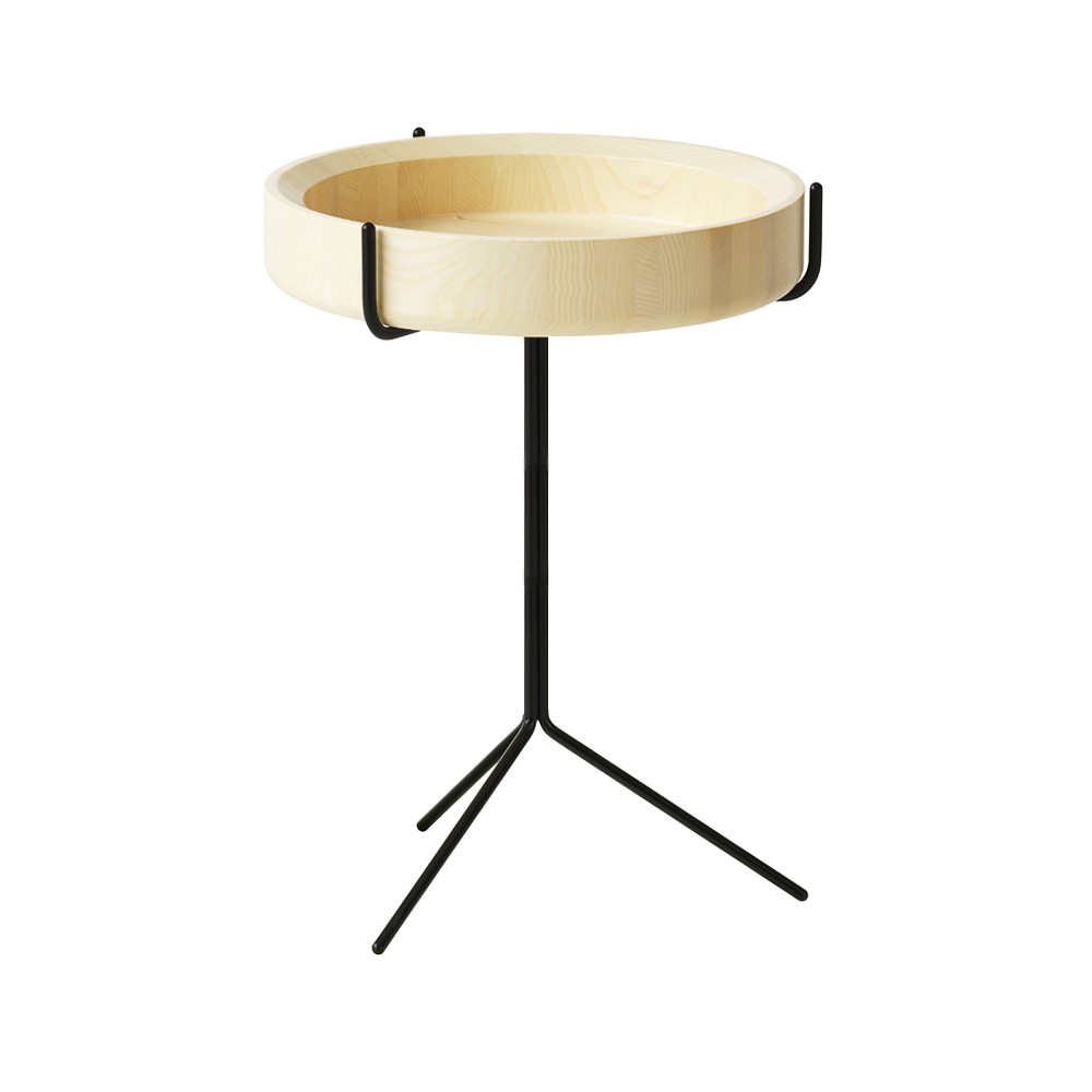 Swedese Drum table Natural lacquer-h.56cm-black stand