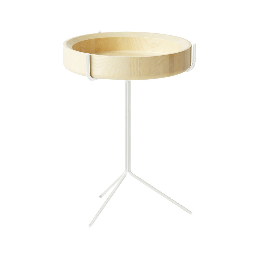 Swedese Drum table Natural lacquer-h.56cm-white stand