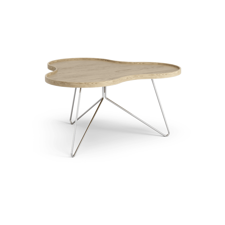 Flower mono table 84x90 cm - Oak nature, 45cm, chrome stand - Swedese