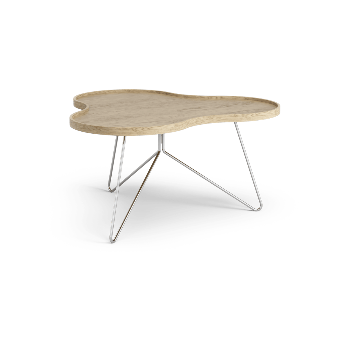 Swedese Flower mono table 84x90 cm Oak nature, 45cm, chrome stand