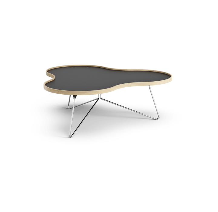 Flower table 107x114 cm - Black, 39cm, oak side, chrome stand - Swedese