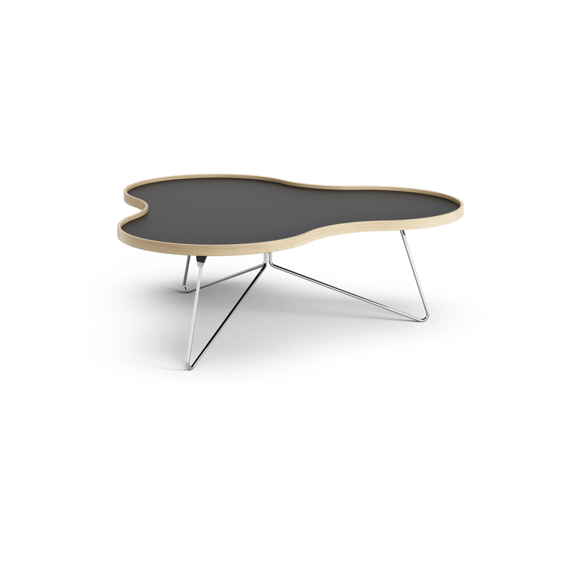 Swedese Flower table 107x114 cm Black, 39cm, oak side, chrome stand