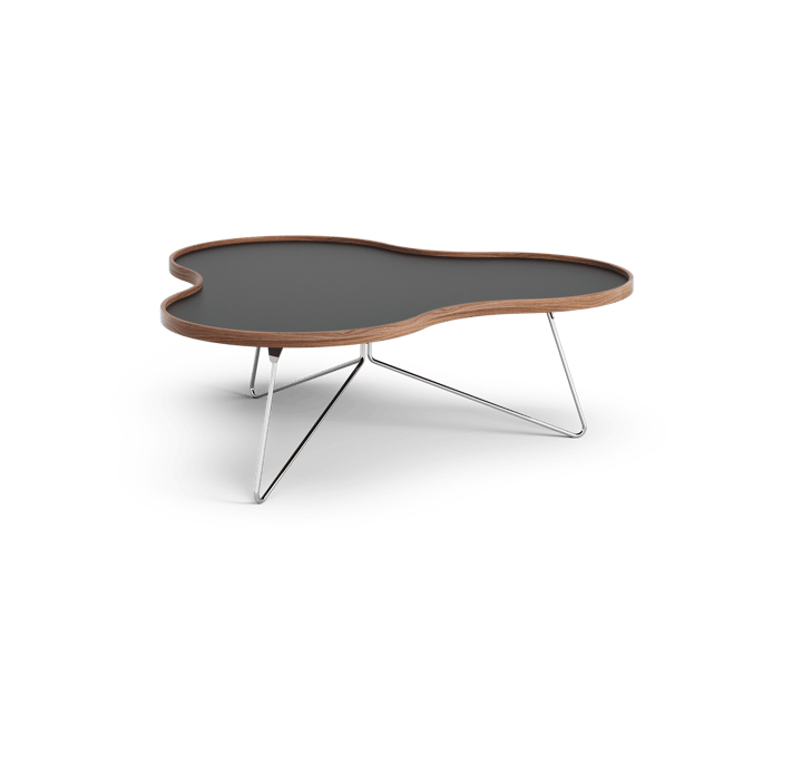 Flower table 107x114 cm - Black, 39cm, walnut edge, chrome stand - Swedese