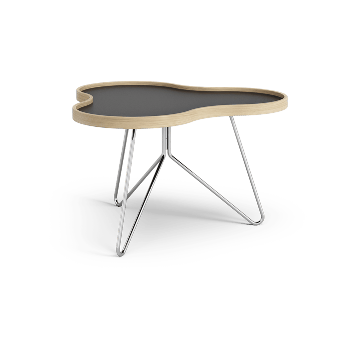 Flower table 62x66 cm - Black, 39cm, oak edge, chrome base - Swedese