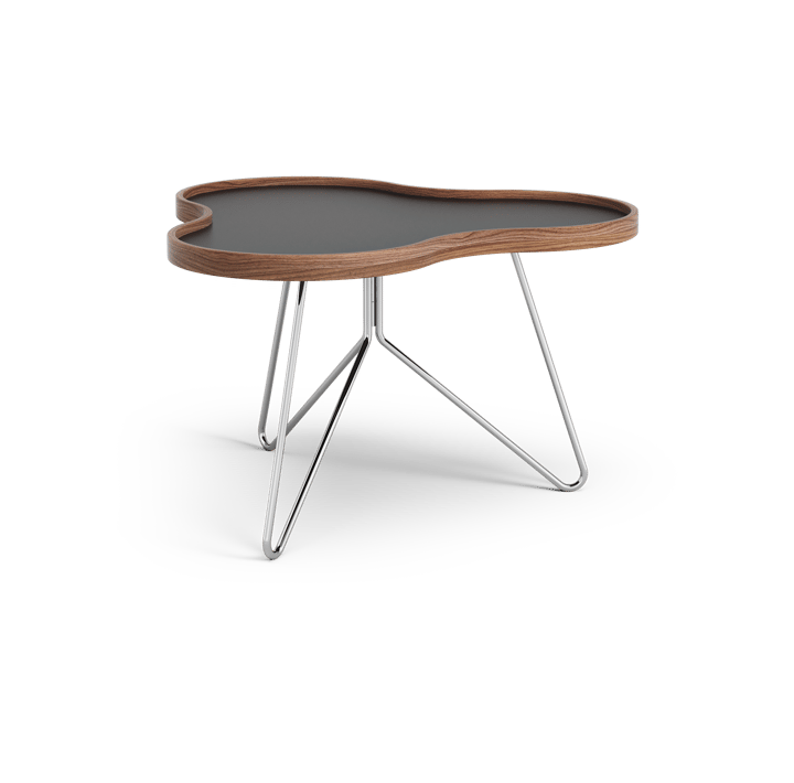 Flower table 62x66 cm - Black, 39cm, walnut edge, chrome base - Swedese