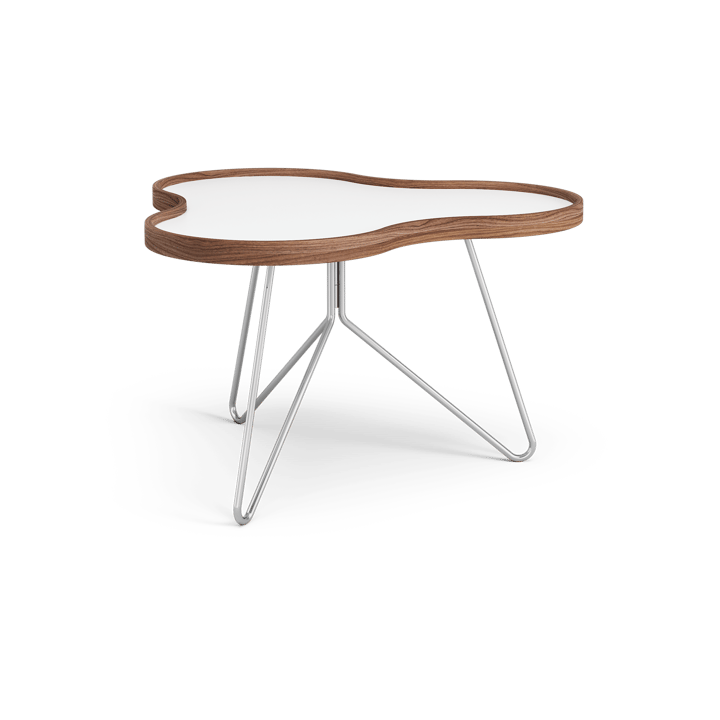 Flower table 62x66 cm - White, 39cm, walnut edge, chrome base - Swedese