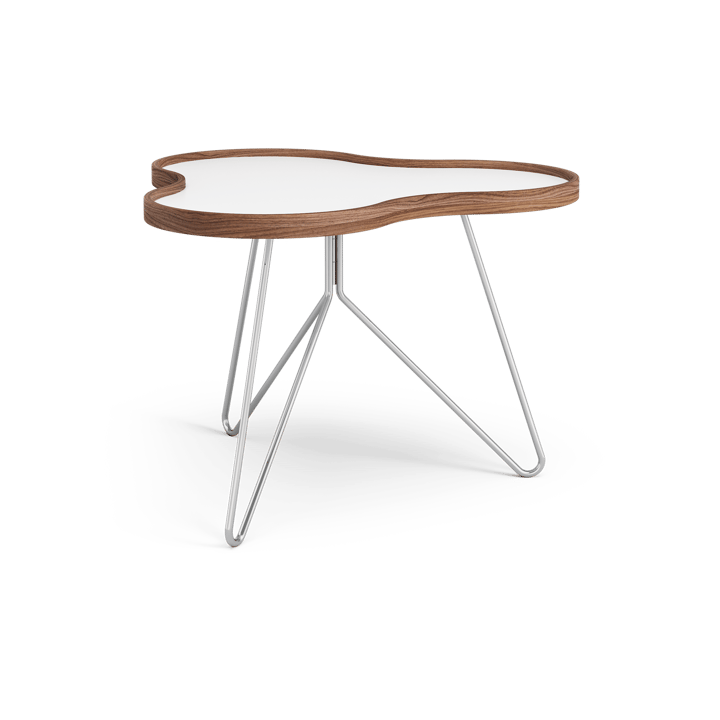 Flower table 62x66 cm - White, 45cm, walnut edge, chrome base - Swedese