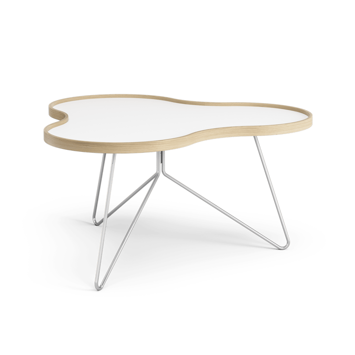 Flower table 84x90 cm - 45 cm-white-oak edge-chrome - Swedese