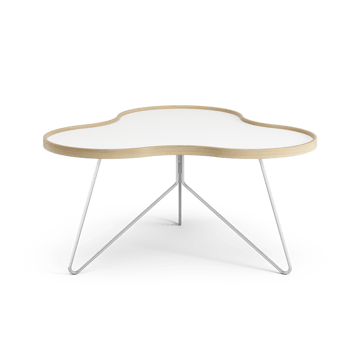 Flower table 84x90 cm - 45 cm-white-oak edge-chrome - Swedese