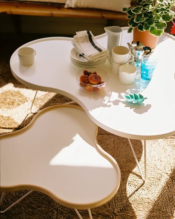 Flower table 84x90 cm - 45 cm-white-oak edge-chrome - Swedese