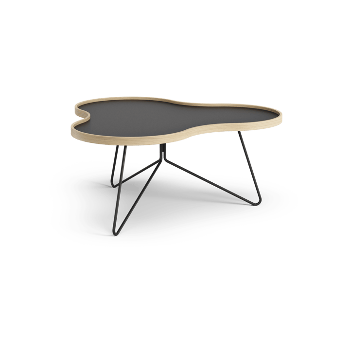 Flower table 84x90 cm - Black, 39cm, oak edge, black base - Swedese