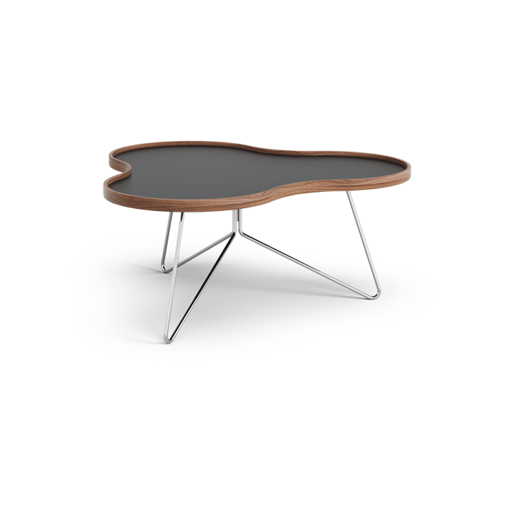 Flower table 84x90 cm - Black, 39cm, walnut edge, chrome base - Swedese