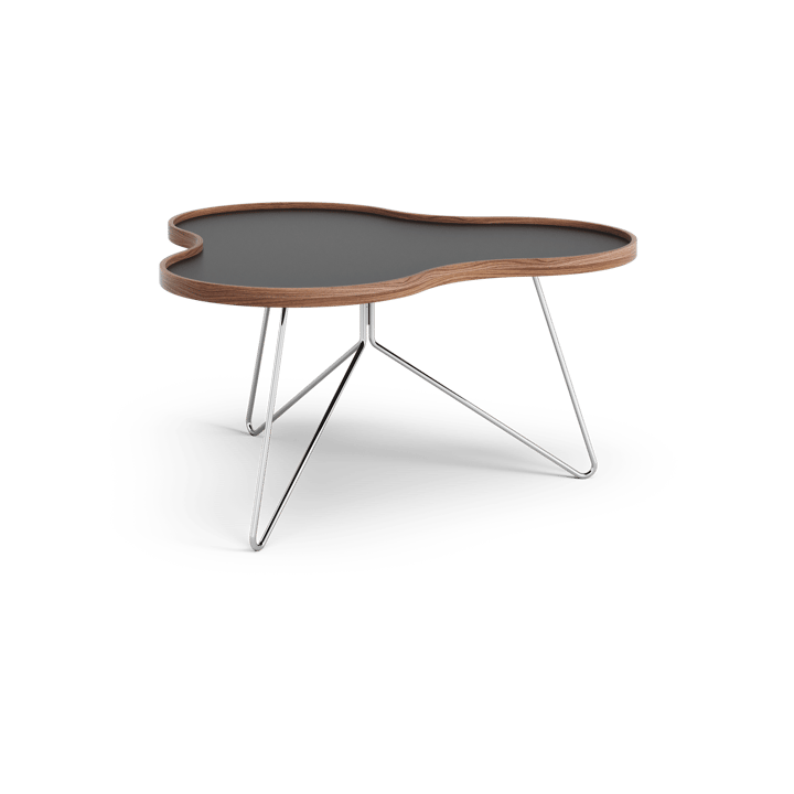 Flower table 84x90 cm - Black, 45cm, walnut edge, chrome base - Swedese