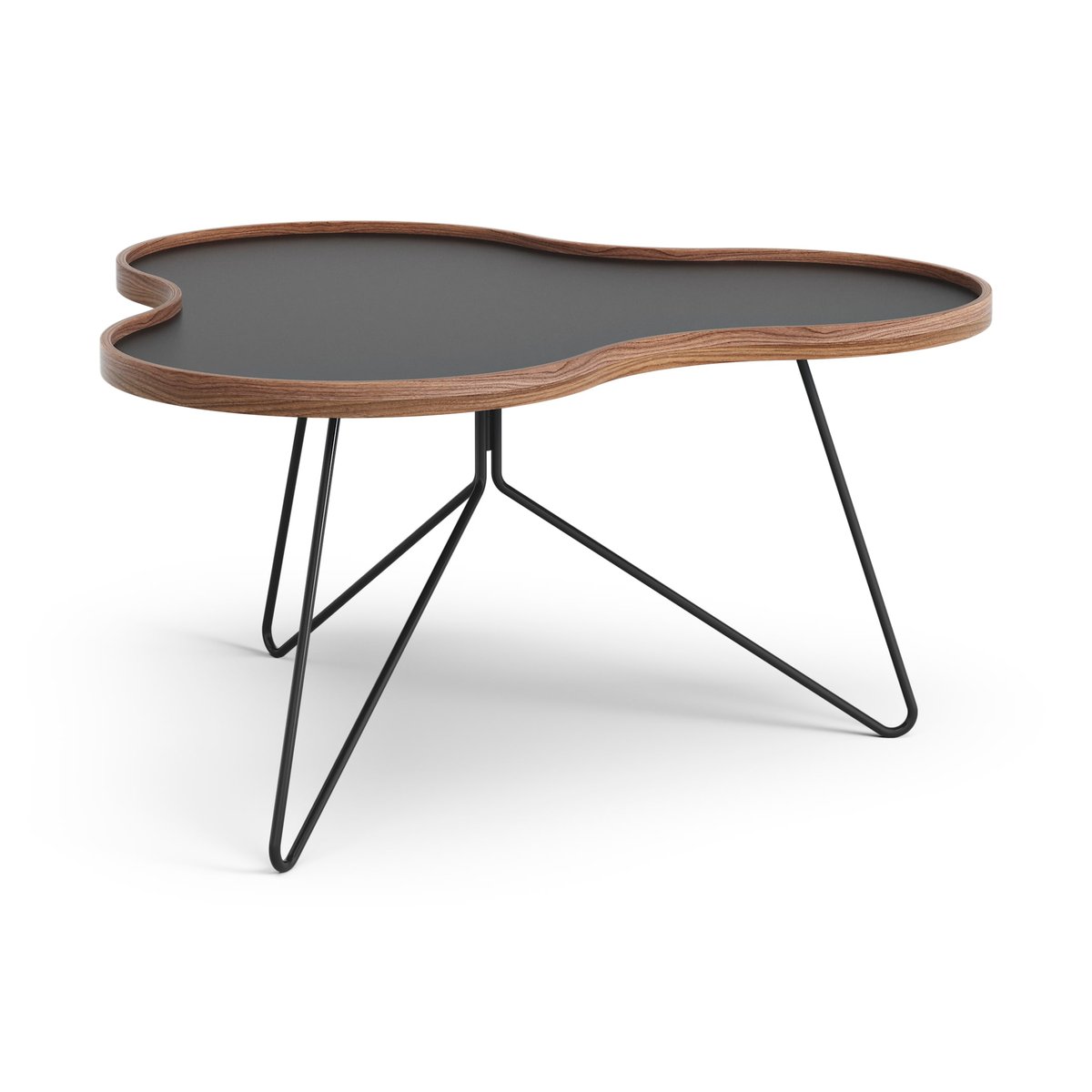 Swedese Flower table 84x90 cm H45-black-walnut edge-black stativ