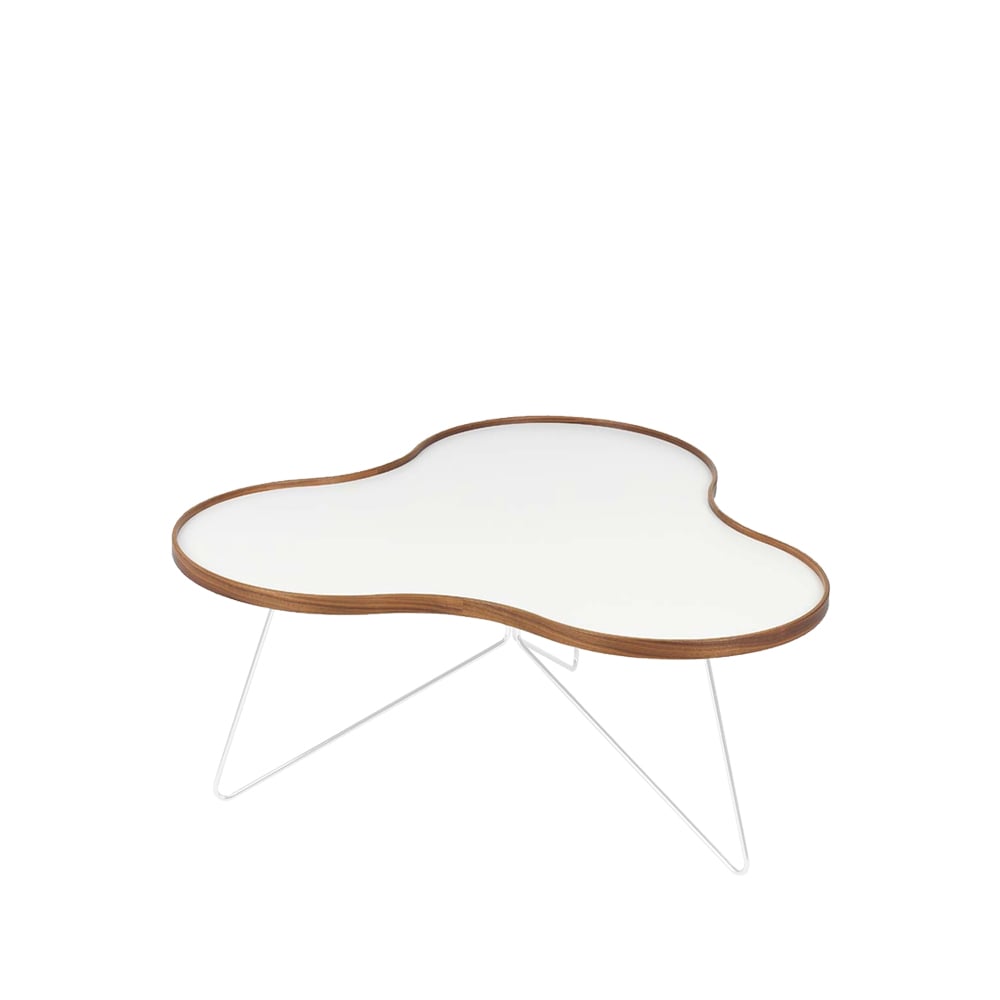 Swedese Flower table 84x90 cm White, 39cm, walnut edge, white base