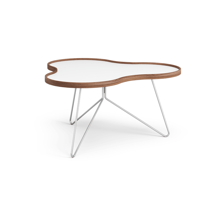 Flower table 84x90 cm - White, 45cm, walnut edge, chrome base - Swedese