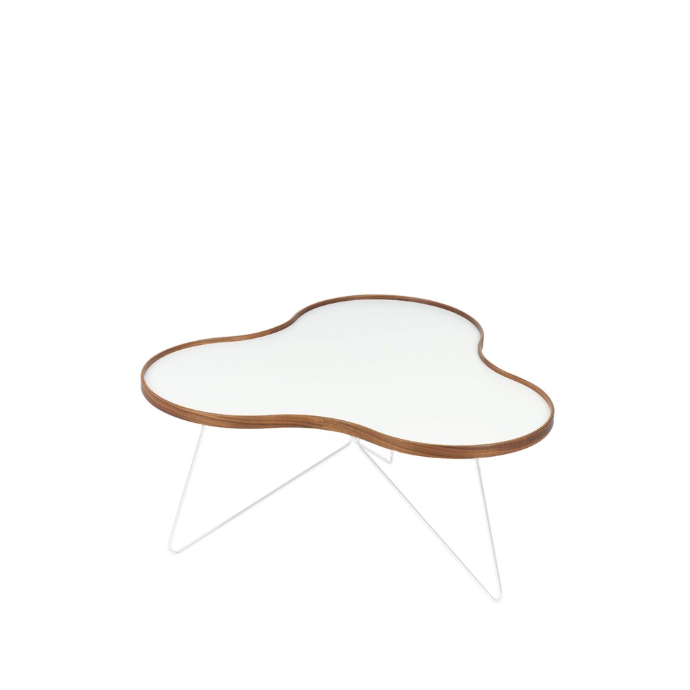 Swedese Flower table 84x90 cm White, 45cm, walnut edge, white base