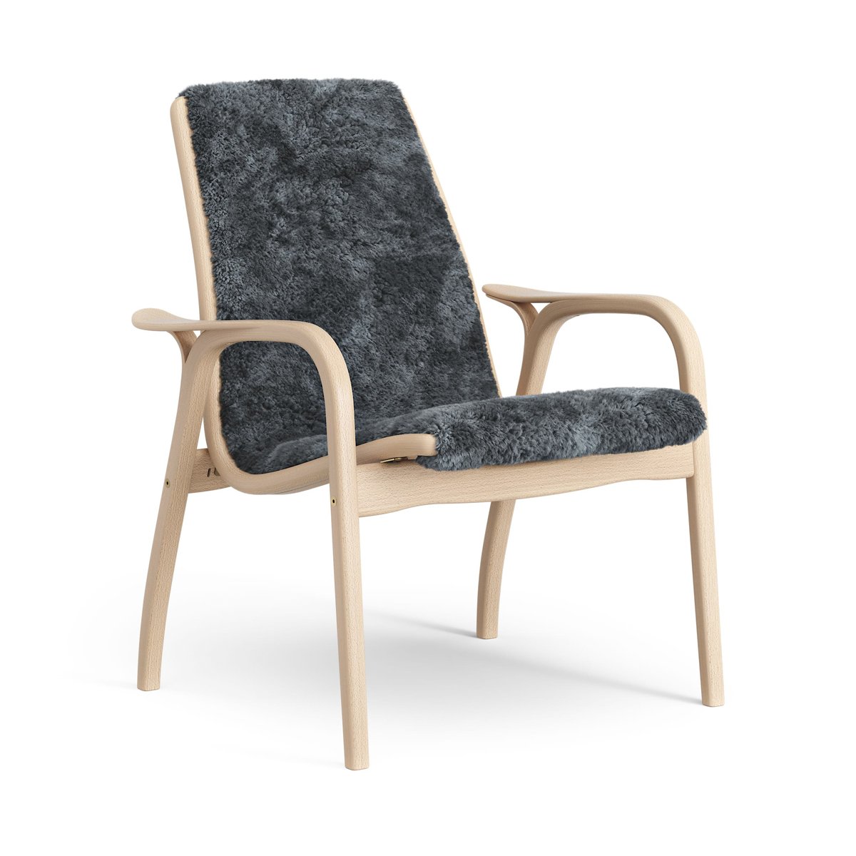 Swedese Laminett arm chair laquered beech/sheep skin Charcoal (dark grey)