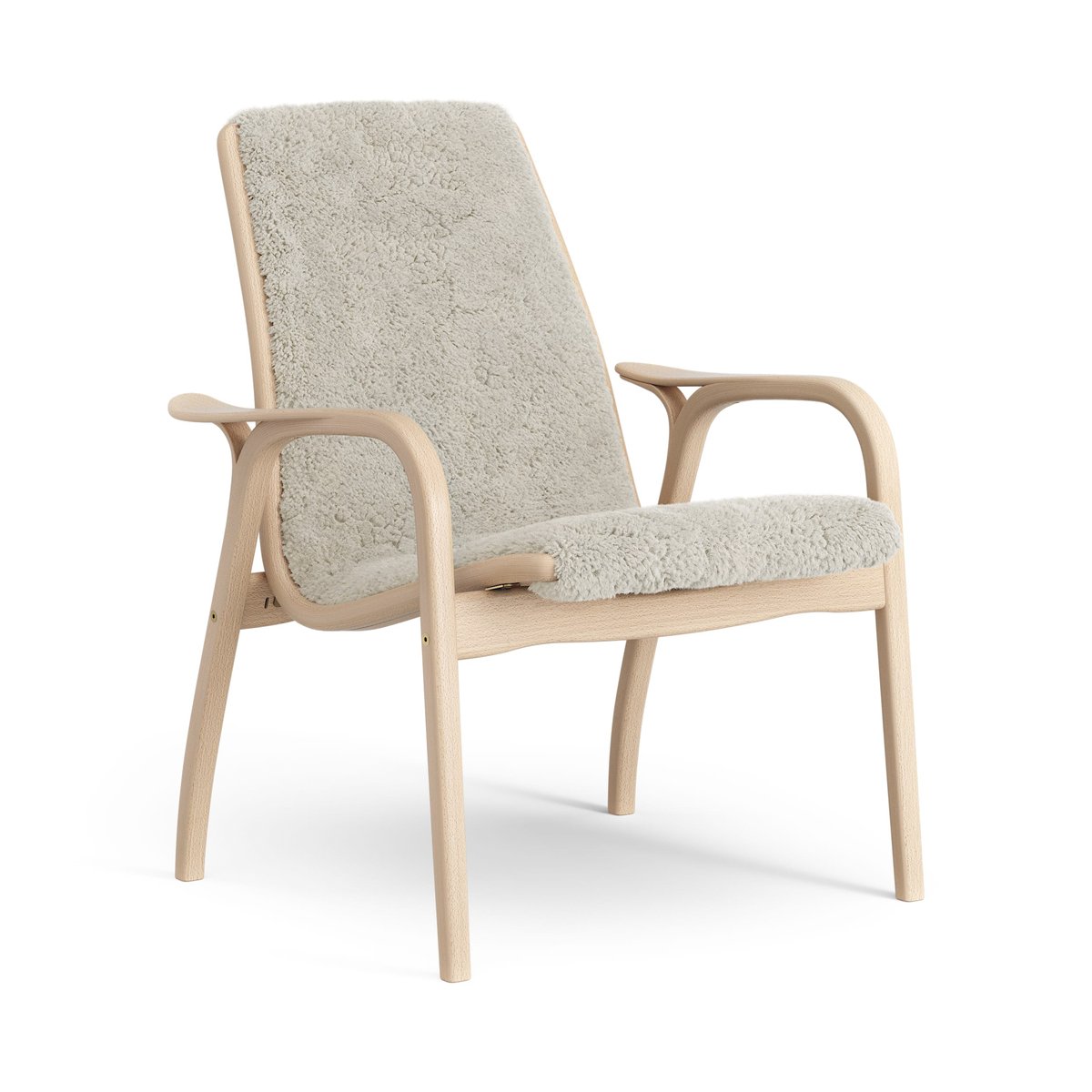 Swedese Laminett arm chair laquered beech/sheep skin Moonlight (beige)