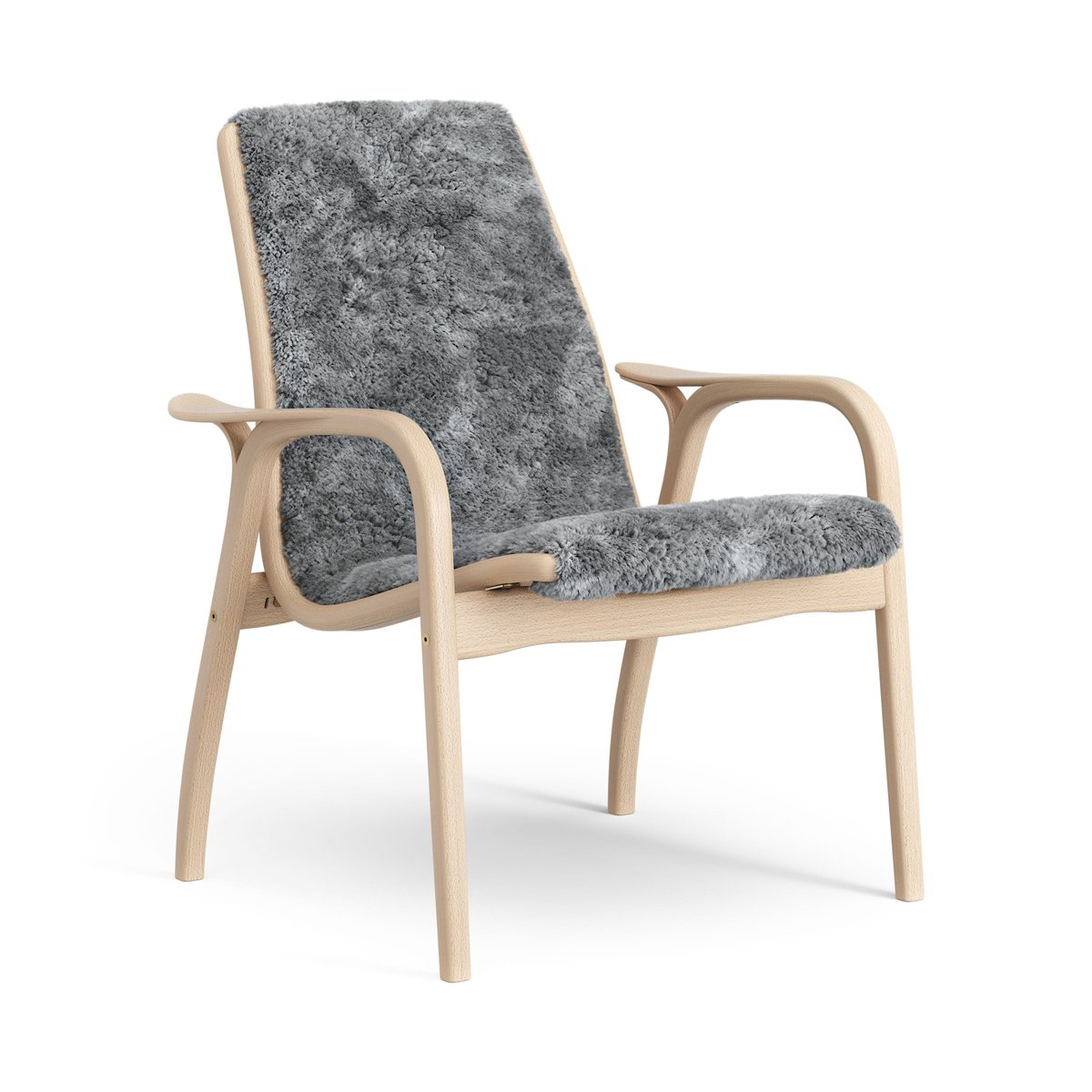 Swedese Laminett arm chair laquered beech/sheep skin Scandinavian Grey (grey)