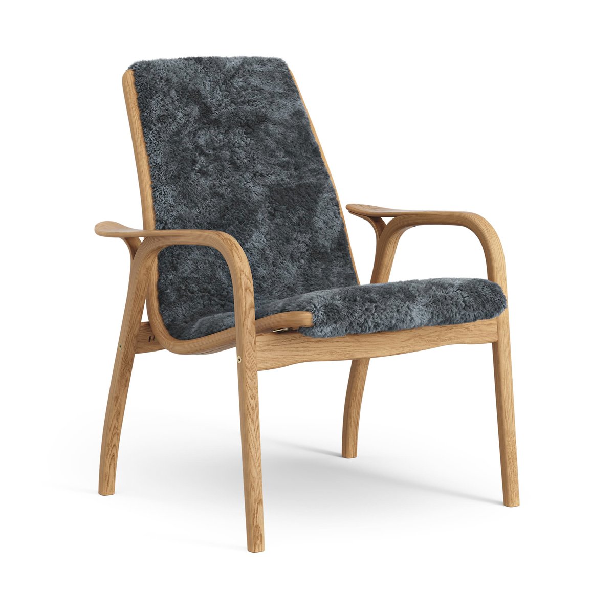 Swedese Laminett arm chair oiled oak/sheep skin Charcoal (dark grey)