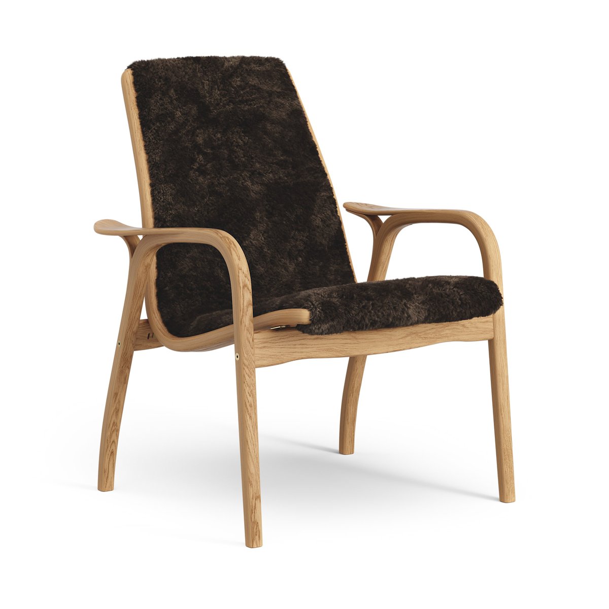 Swedese Laminett arm chair oiled oak/sheep skin Espresso (brown)