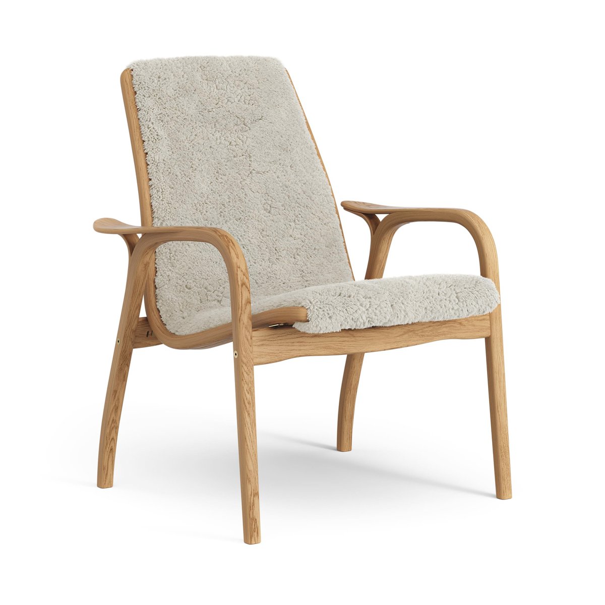 Swedese Laminett arm chair oiled oak/sheep skin Moonlight (beige)