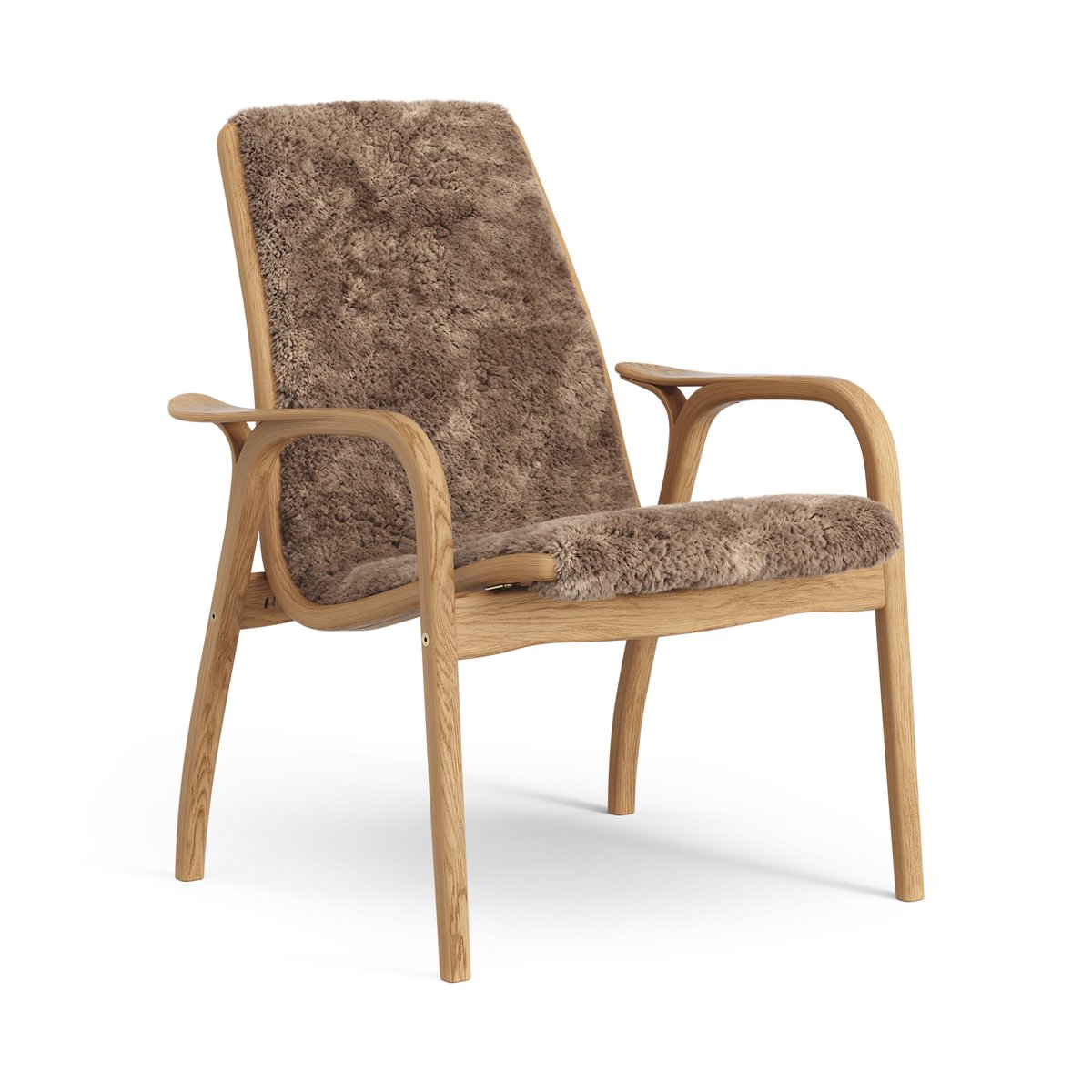 Swedese Laminett arm chair oiled oak/sheep skin Sahara (nougat brown)