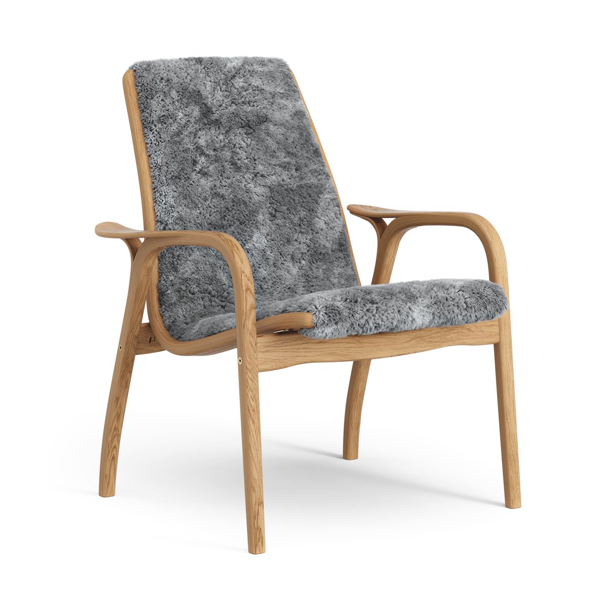 Swedese Laminett arm chair oiled oak/sheep skin Scandinavian Grey (grey)