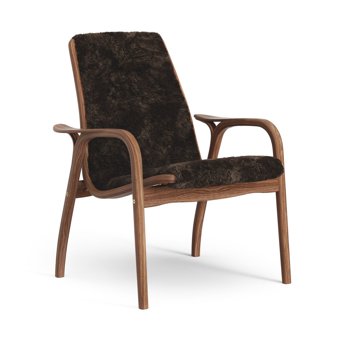 Swedese Laminett arm chair oiled walnut/sheep skin Espresso (brown)