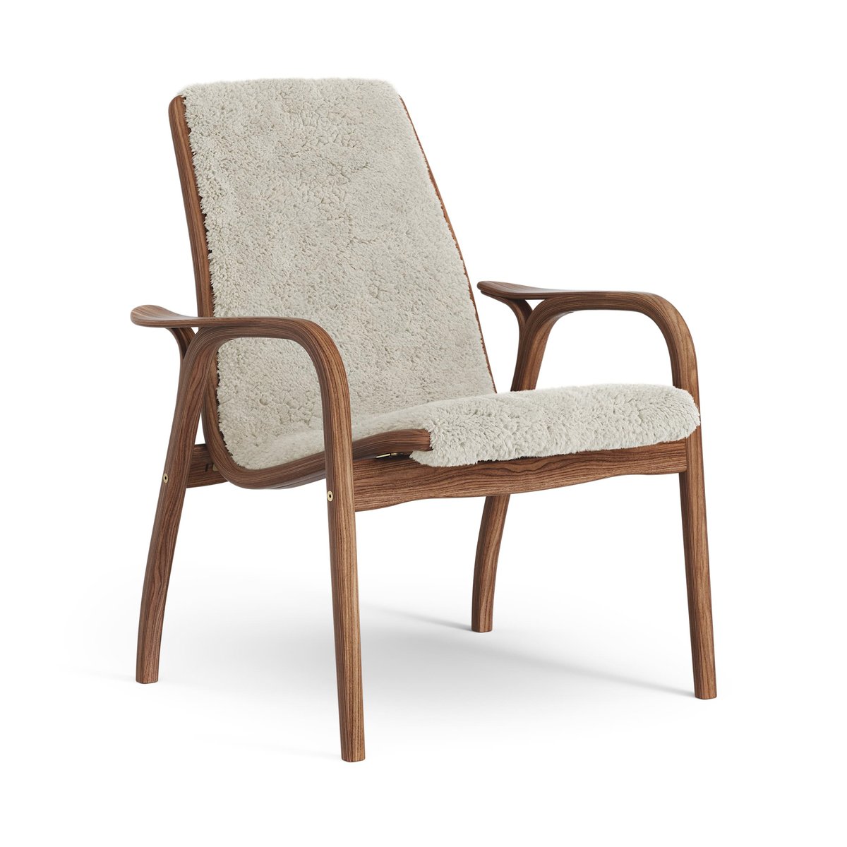 Swedese Laminett arm chair oiled walnut/sheep skin Moonlight (beige)