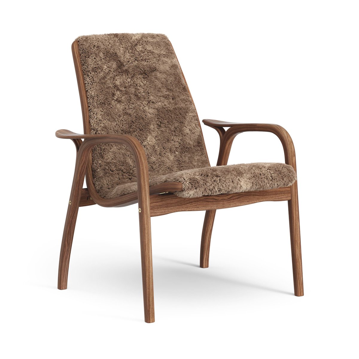 Swedese Laminett arm chair oiled walnut/sheep skin Sahara (nougat brown)