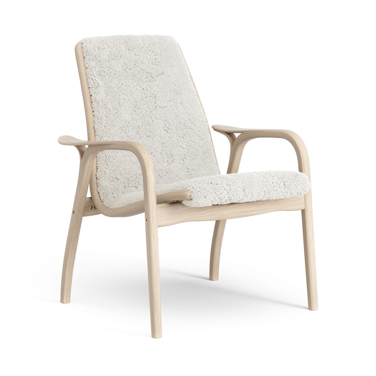 Swedese Laminett arm chair white pigmented oak/sheep skin Off white (white)