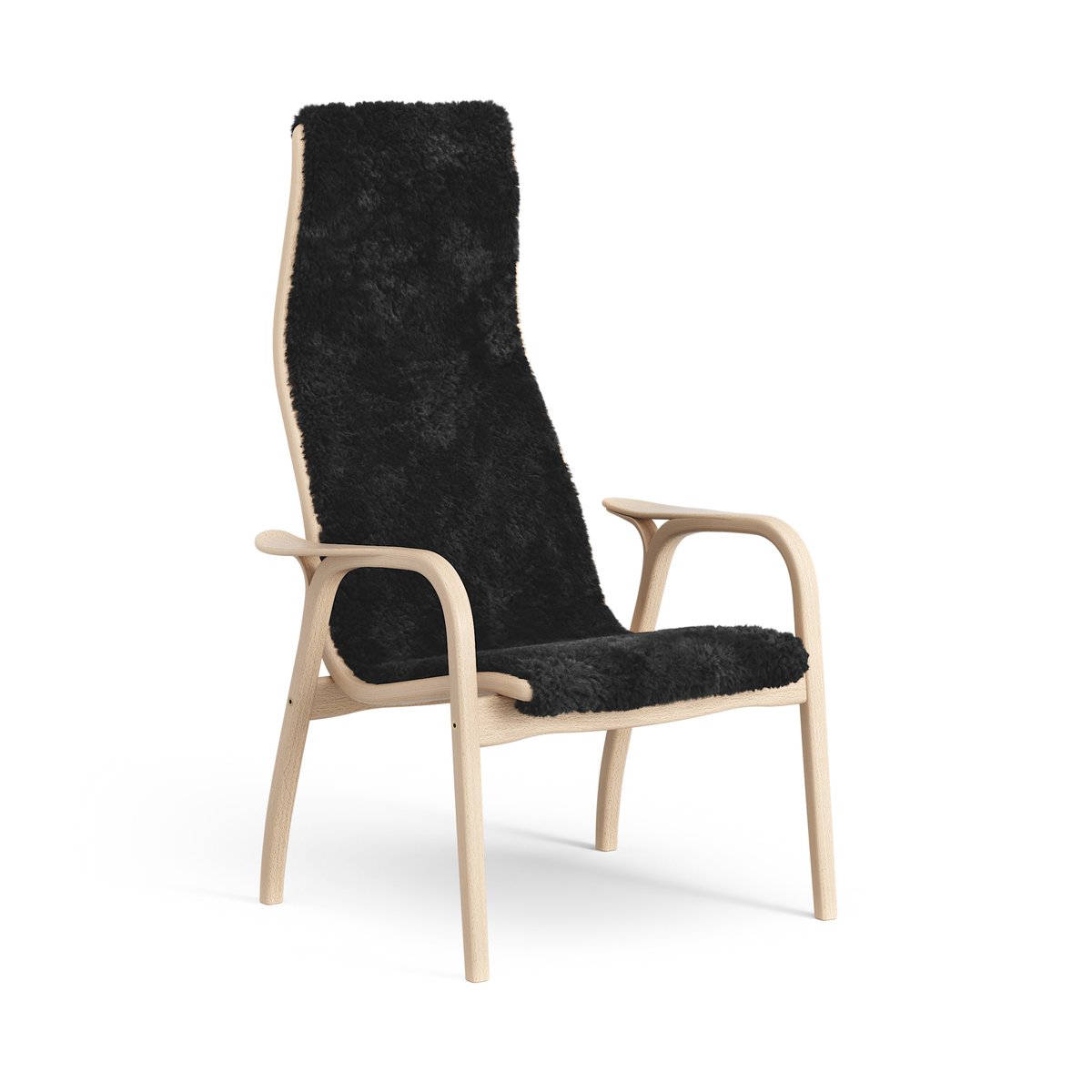 Swedese Lamini children's arm chair laquered beech/sheep skin Black (black)