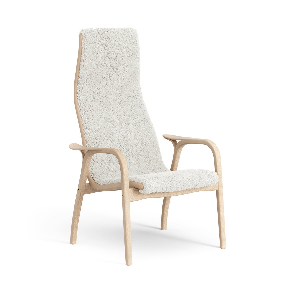 Swedese Lamini children's arm chair laquered beech/sheep skin Off white (white)