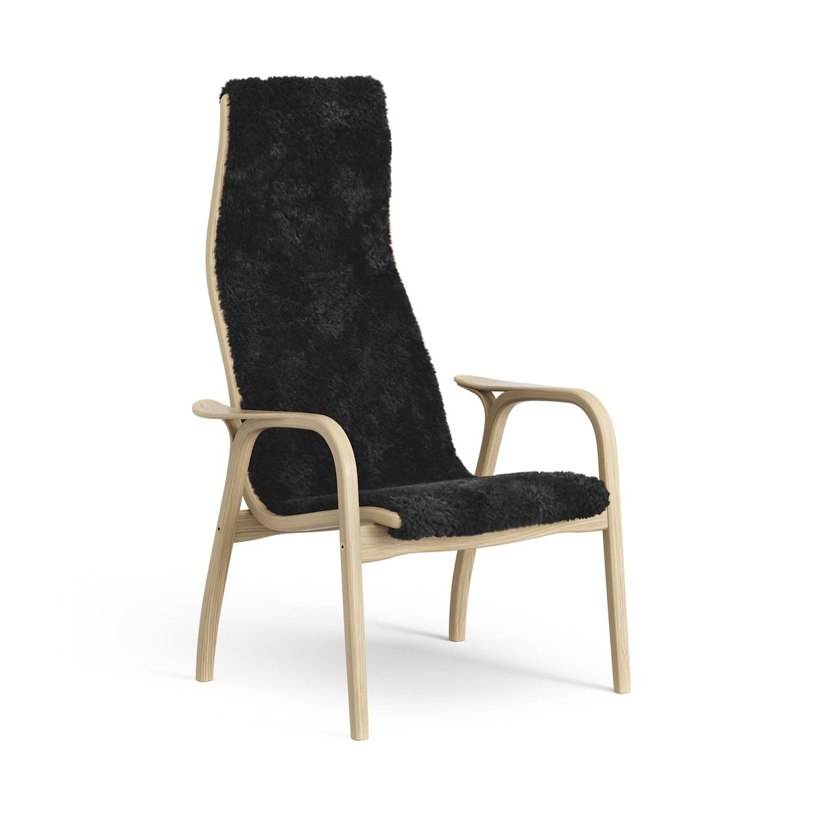 Swedese Lamini children's arm chair laquered oak/sheep skin Black (black)