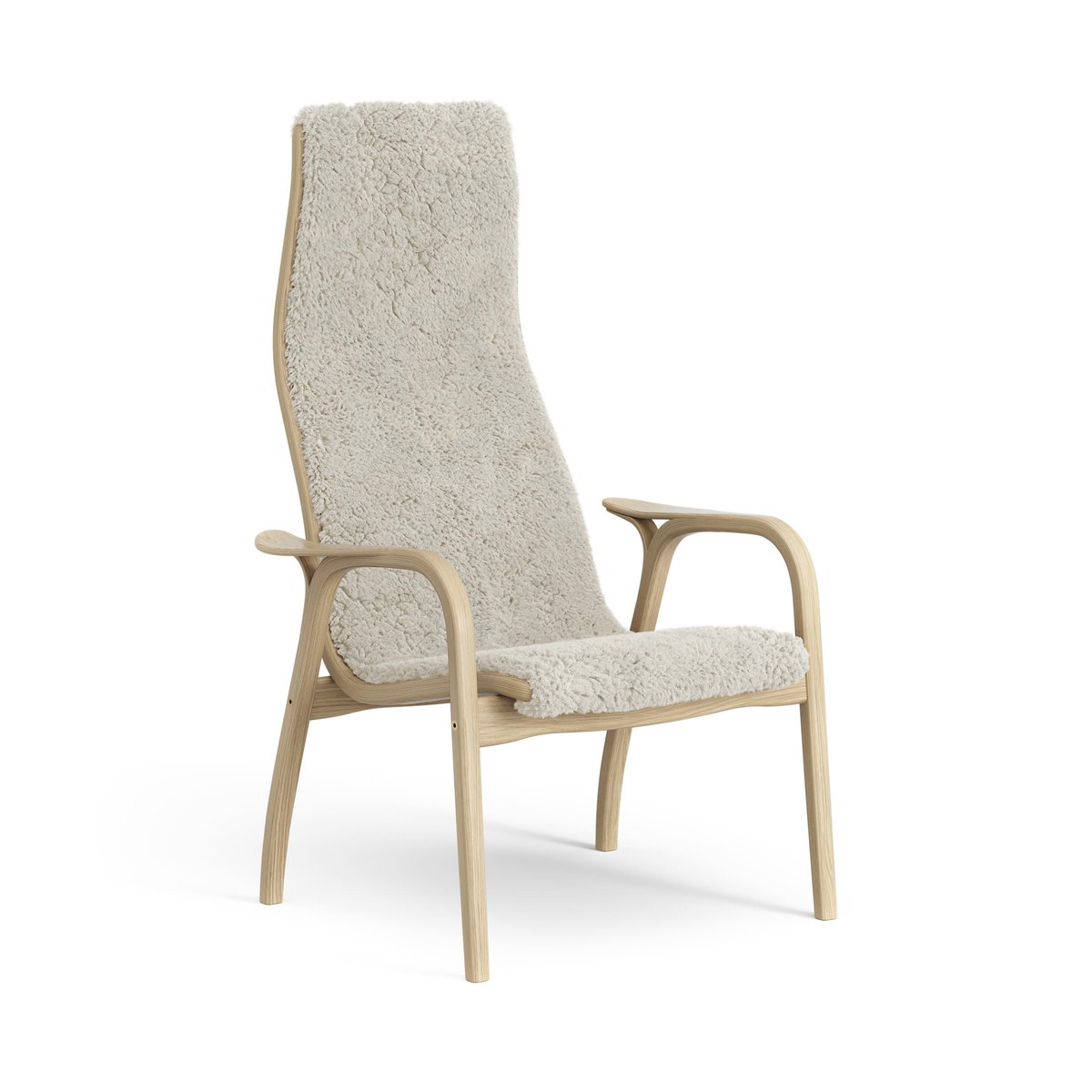 Swedese Lamini children's arm chair laquered oak/sheep skin Moonlight (beige)